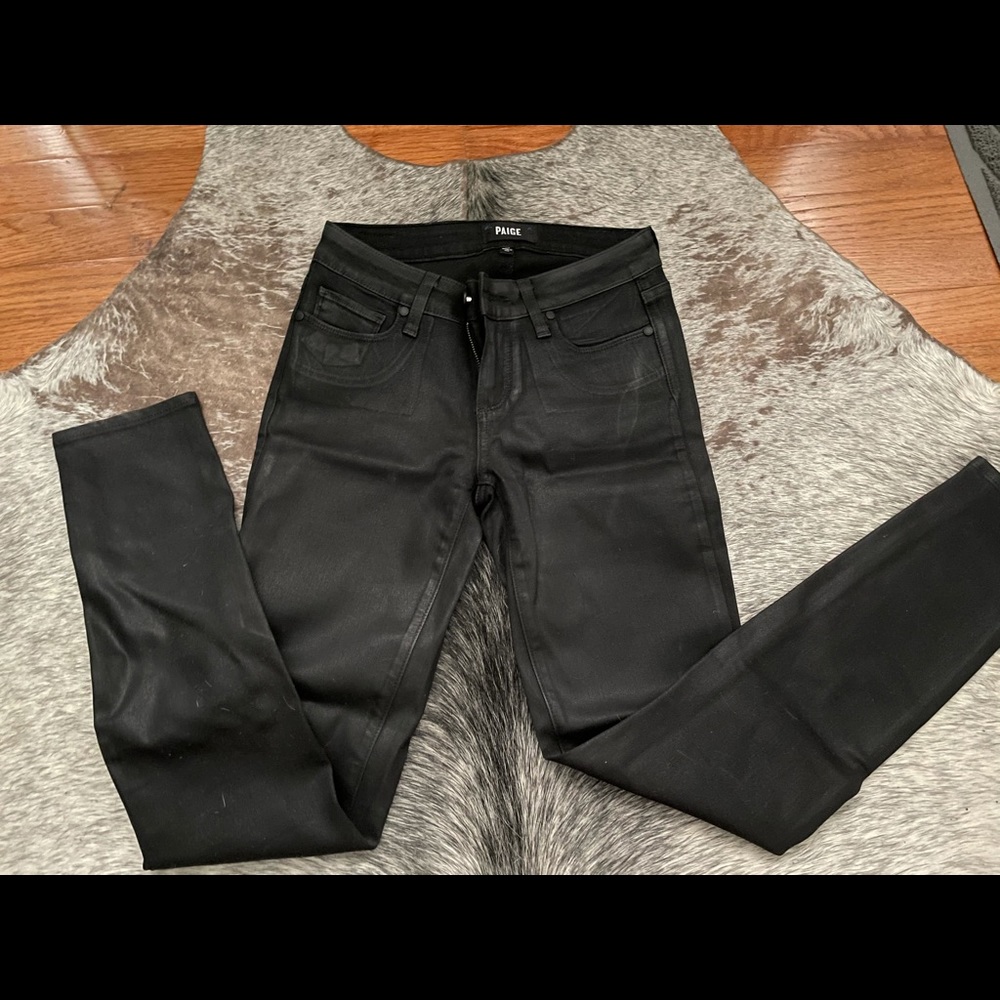 Paige waxed denim skinny jeans
